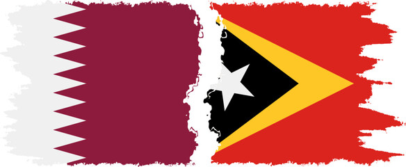 Timor-Leste - East Timor and Qatar grunge flags connection vector