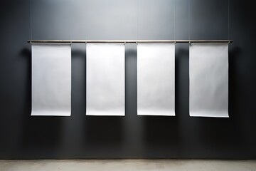 An empty white frame with a spotlight from above can be used for posters, banners and media for advertising your product