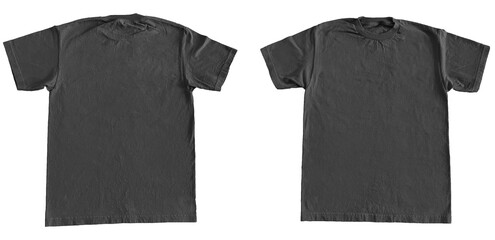 Blank T Shirt Color Charcoal Template Mockup Front and Back View on Transparent Background