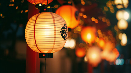 Obraz premium Japanese lanterns in the street. 