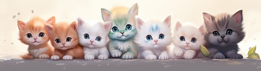Fototapeta premium The charm of cute kittens lies in their delightful and amusing behavior, making them irresistibly adorable.