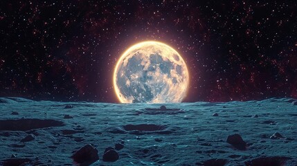 Moon Closeup Showing Details Lunar Surface, Background Banner HD