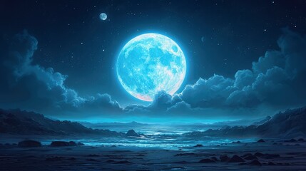 Moon On Dark Night, Background Banner HD