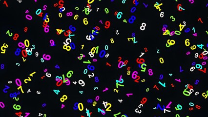 Obraz premium Beautiful illustration of colorful numbers on plain black background