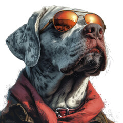 A Pointer In Hunter-Style Camo Sunglasses, Isolate Images White Background