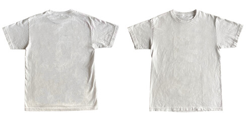 Blank T Shirt Color White Template Mockup Front and Back View on Transparent Background