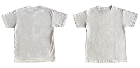 Blank T Shirt Color White Template Mockup Front and Back View on Transparent Background