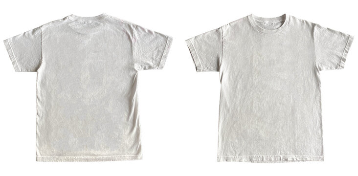 Blank T Shirt Color White Template Mockup Front and Back View on Transparent Background