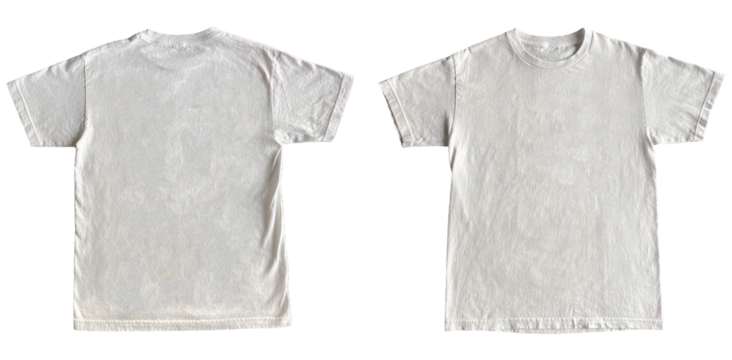 Blank T Shirt Color White Template Mockup Front and Back View on Transparent Background