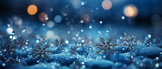 Fototapeta na wymiar Intricate Snowflakes Close-Up on Winter Day