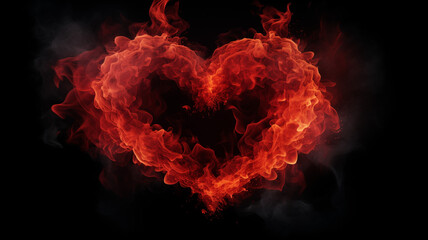 Valentines Day. Red smoke and fire on a black background