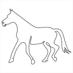 Continuous one line drawing of horse line art drawing vector illustration
