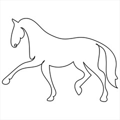 Continuous one line drawing of horse line art drawing vector illustration