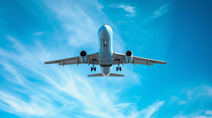 Large Jetliner Soaring Through a Clear Blue Sky