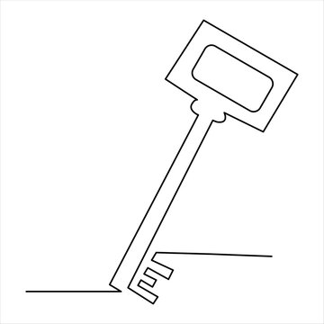 recommend clip art: Continuous one line drawing of key line art drawing vector illustration