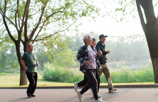 Old people exercising in the park