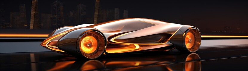 Fototapeta premium A sports car gliding along the road, adorned with a futuristic aesthetic that captivates the eye.