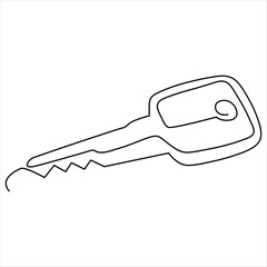 Continuous one line drawing of key line art drawing vector illustration
