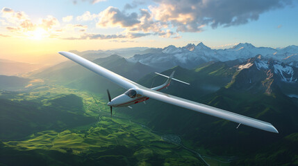 A glider gracefully soaring above a picturesque landscape