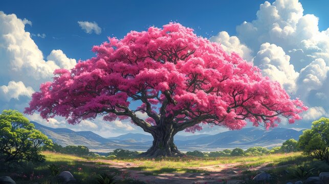 Pink Trumpet Tree Tabebuia Rosea Beautiful, Background Banner HD