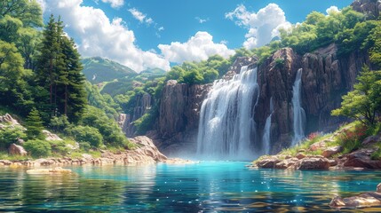 Raisko Praskalo Waterfall Central Balkan National, Background Banner HD