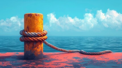 Rope Wound On Mooring Post Yacht, Background Banner HD