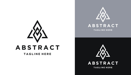 Abstract Triangle with Modern Geometric Line Art Logo Design