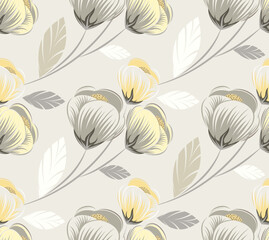 Seamless abstract tulip flower pattern design