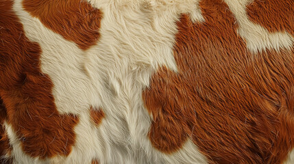 Close-up texture of brown and white cowhide. - obrazy, fototapety, plakaty