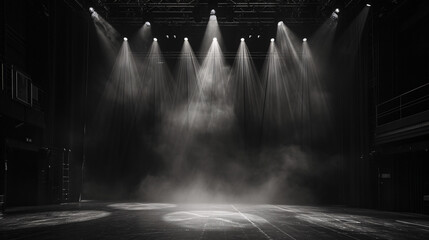 Empty stage with monochromatic lighting. - obrazy, fototapety, plakaty