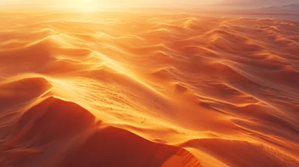 Foto op Aluminium Desert dunes bathed in the warm glow of a setting sun, creating mesmerizing patterns and shadows across the vast sandy landscape. © AI By Ibraheem