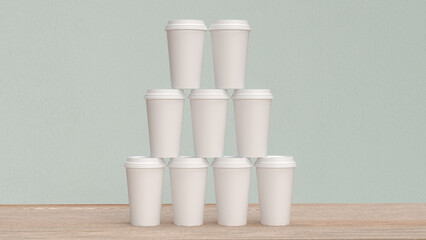 The coffee paper cup for hot drink concept 3d rendering.