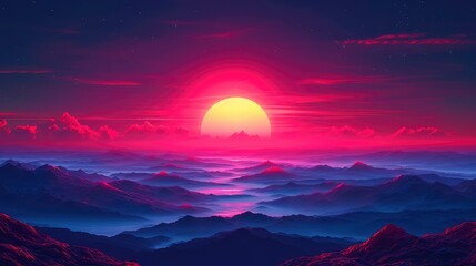Sunset Red Sun Against Background Evening, Background Banner HD