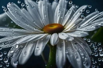 Deurstickers daisy with dew drops © Hamid