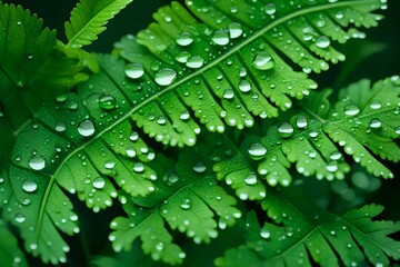 green leaf with dew drops