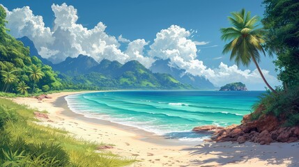 Tropical Beach Under Gloomy Sky Thailand, Background Banner HD