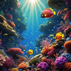 Fototapeta na wymiar beautiful underwater beauty with fish and coral reefs that spoil the eyes