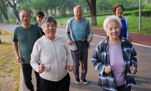 Old people exercising in the park