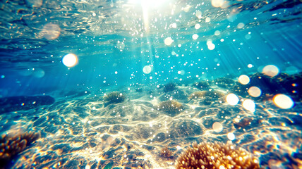 An underwater scene capturing the tranquil depths of the ocean