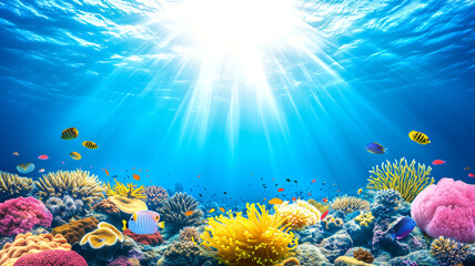 Fototapeta na wymiar An underwater scene capturing the tranquil depths of the ocean