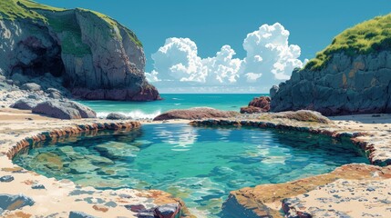 Fototapeta premium Watergate Bay Rock Pool, Background Banner HD