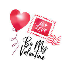 Valentine's day design, Heart and Love Words, Retro black and white isolated background