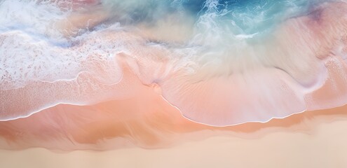Obraz na płótnie Canvas Splashing waves rolling on a beautiful beach with light brown water