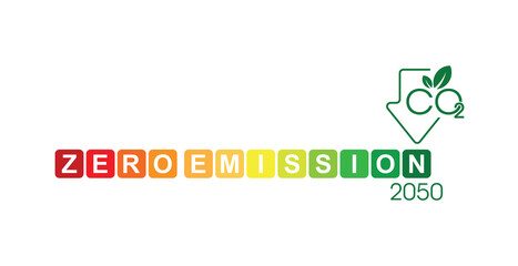 zero emission sign on white background	