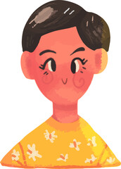 Woman Cute Style Character in Semi-bald Hairstyle for Women's Day