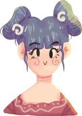 Woman in Cute Hairstyle for Women's Day Character Design Icon 