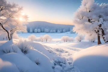 winter landscape in the morning