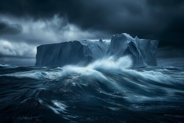 Majestic Iceberg in Stormy Ocean Waters