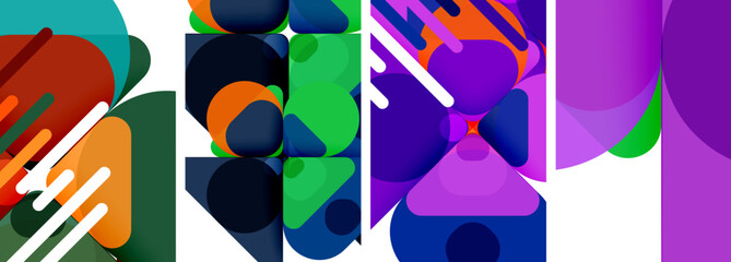 Colorful bright geometric abstract compositions for wallpaper, business card, cover, poster, banner, brochure, header, website
