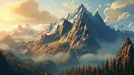 sunrise in the mountains high definition(hd) photographic creative image